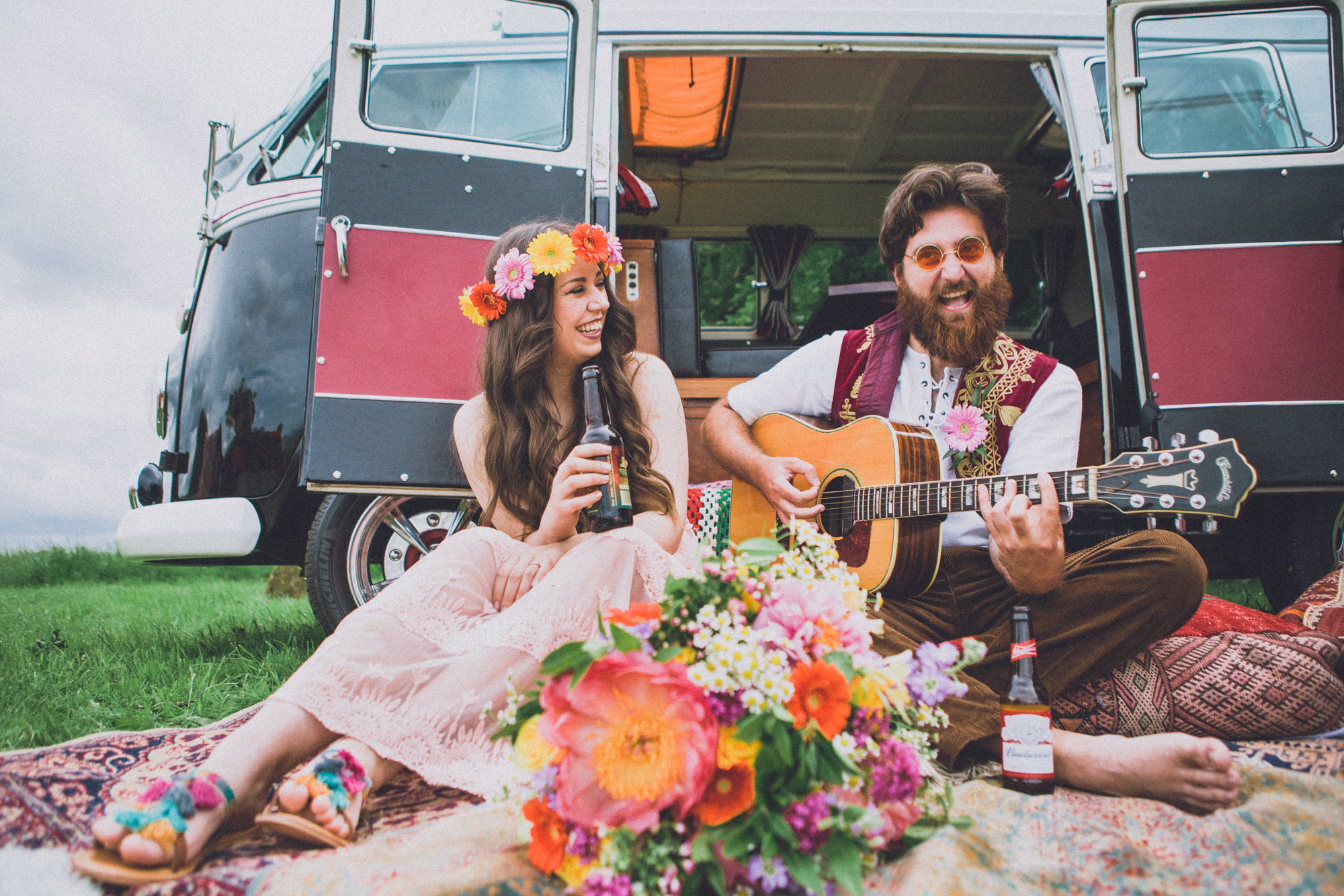 ...wedding photographer Huntstile Organic Farm, VW camper van, hippy weddin...