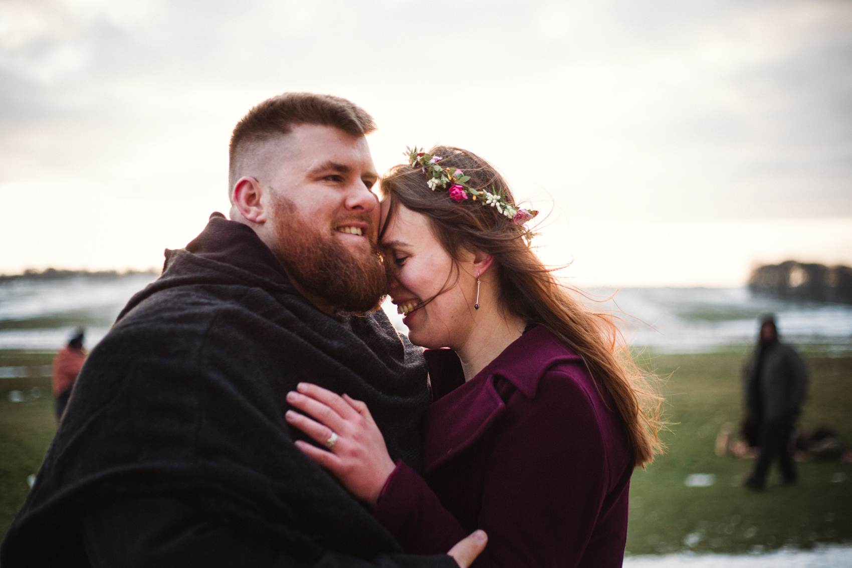 Engagement Adventures | Devon Wedding Photographer. Stonehenge, snowy Stonehenge, Stonehenge open access, Stonehenge handfasting, Stonehenge elopement, pagan wedding