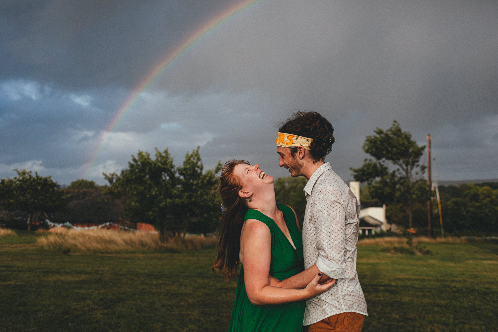Wedding Photographer Devon, bride and groom, rainbow, farm wedding, wedding photographer devon
