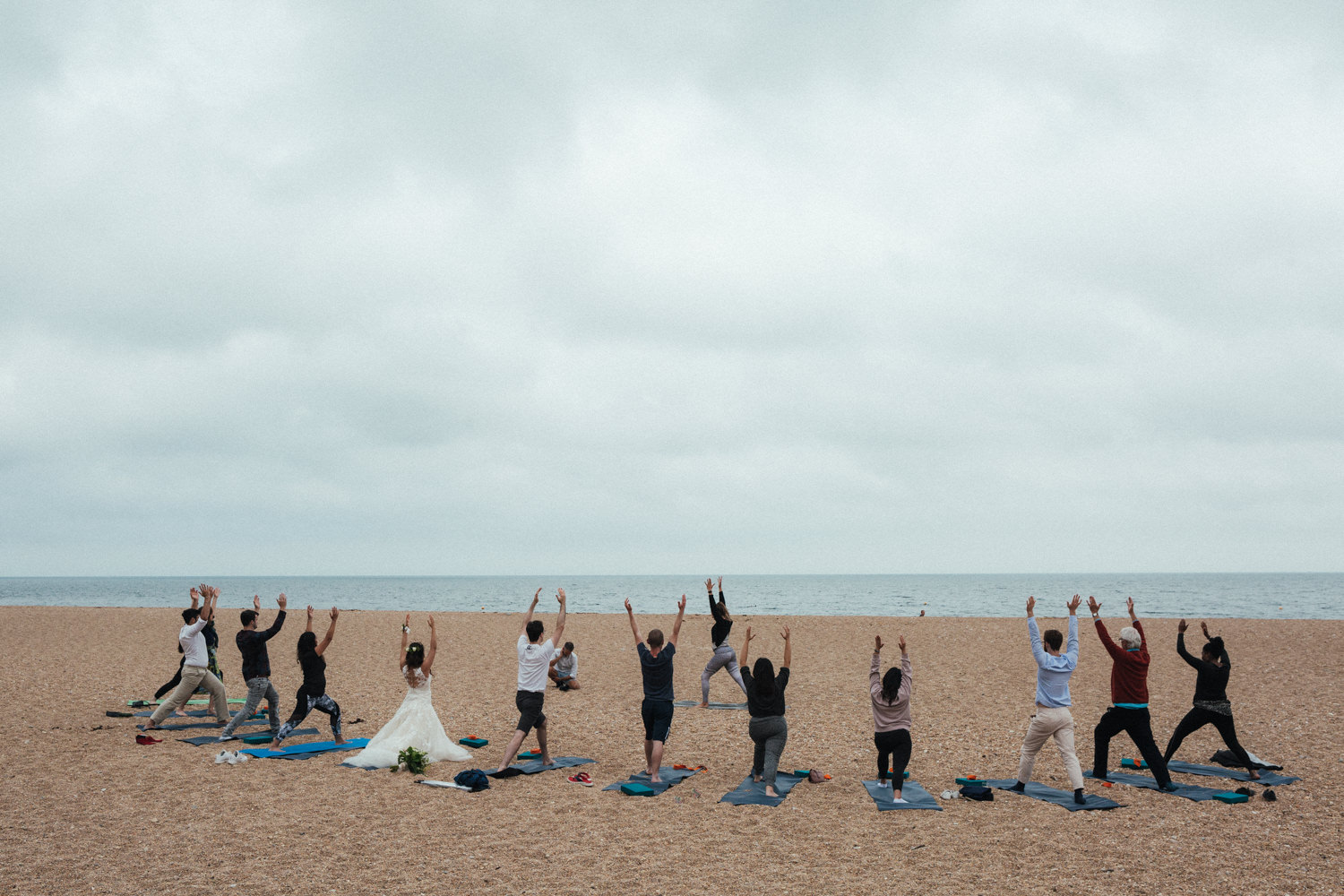 wedding yoga, beach yoga, beach wedding, blackpool sands wedding