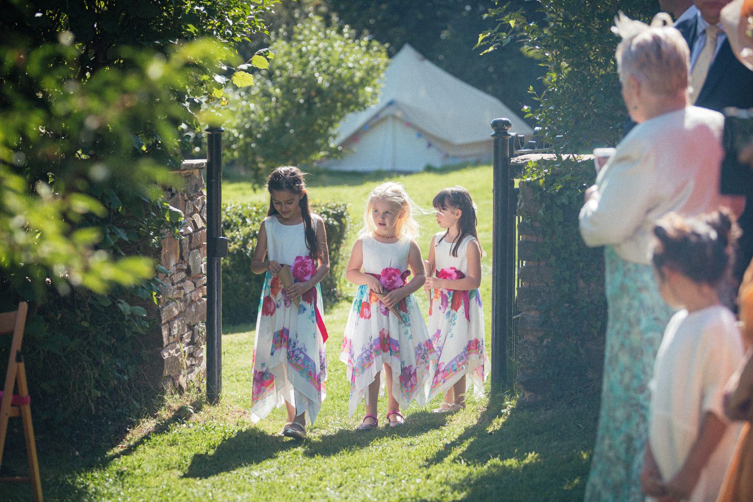 bridemaids, Hayne wedding, wedding photographer Hayne, sunshine, September wedding, flower girls