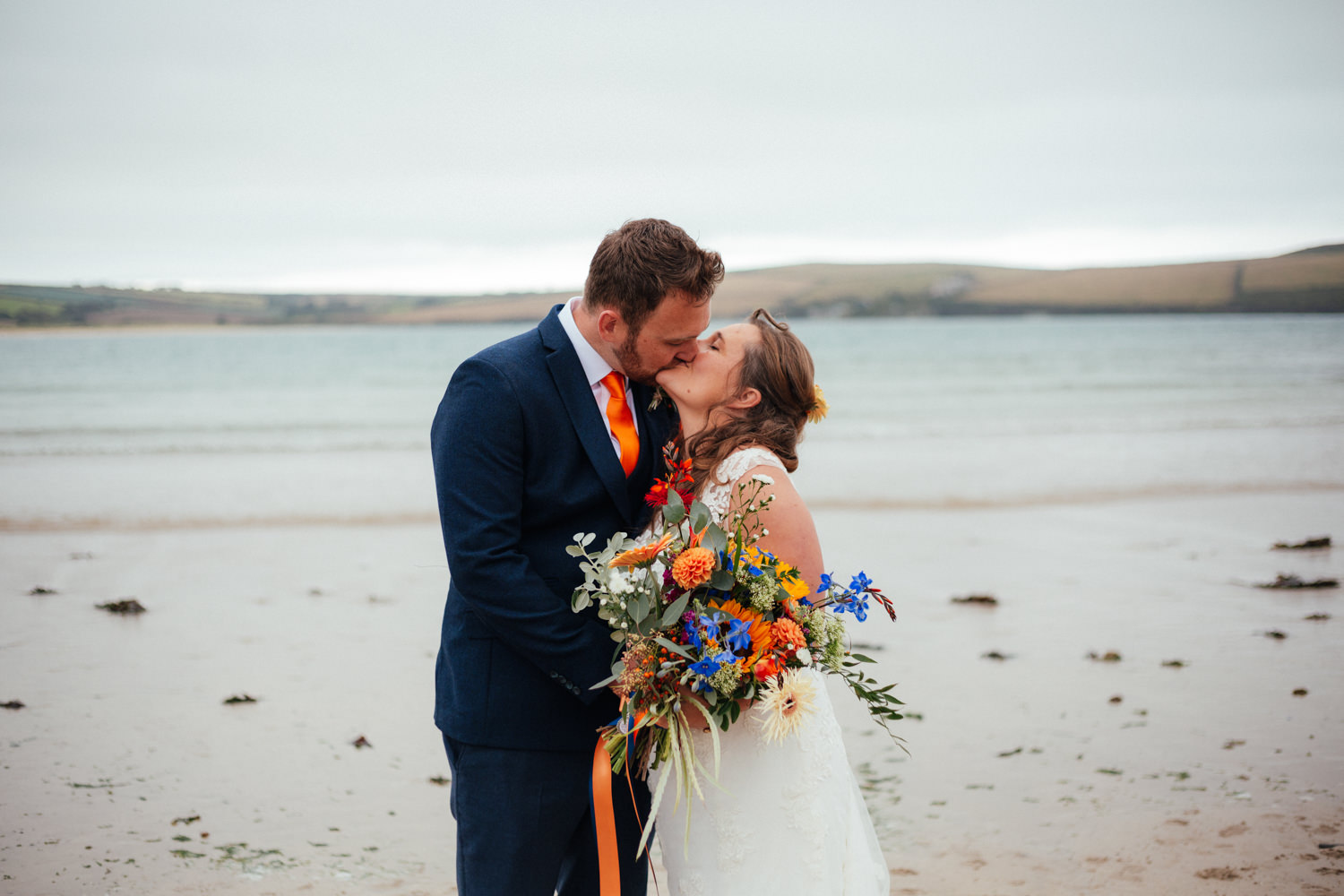 bride and groom, Daymer Bay, beach wedding, boho wedding, cornwall wedding photographer, Rock Cornwall Wedding Photography