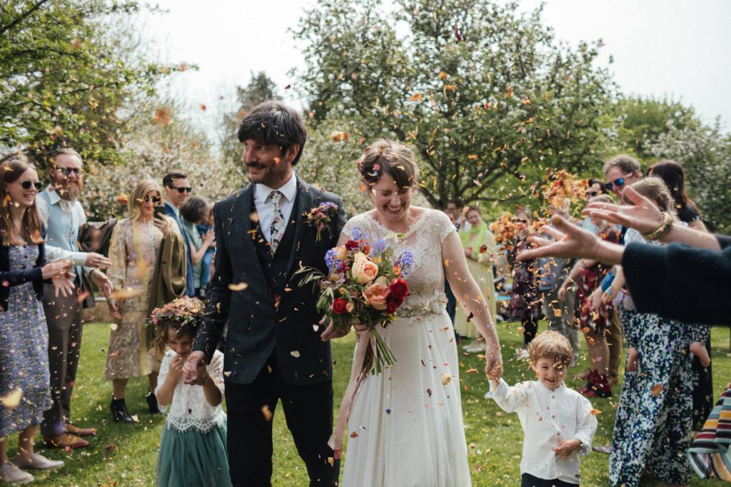 Wedding Photographer Devon, confetti, family wedding, documentary wedding photography