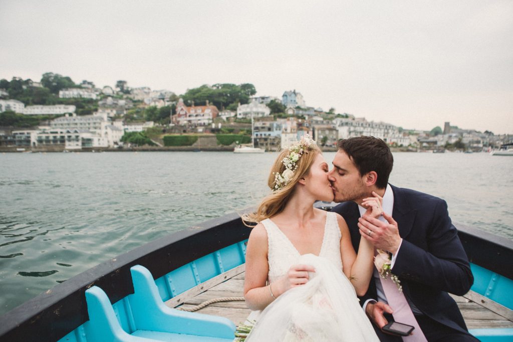 Salcombe wedding, bride and groom, ferry, Cliff House wedding, Devon wedding venues, Devon wedding photographer